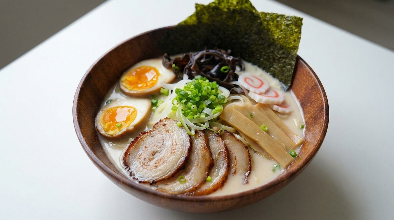 Cremiges Tonkotsu Ramen: Japanischer Genuss für zu Hause