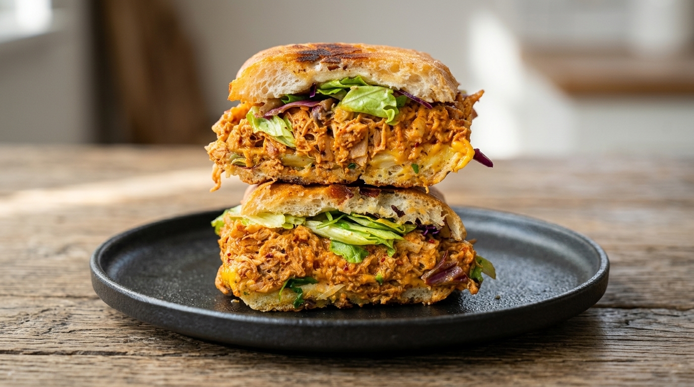 Scharfes mexikanisches Shredded Chicken Sandwich
