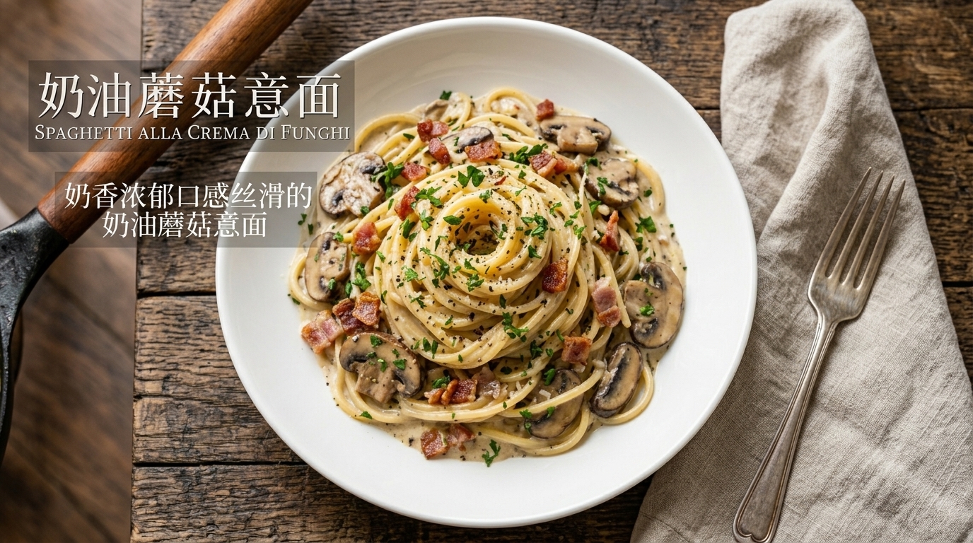 Cremige Pilz-Spaghetti