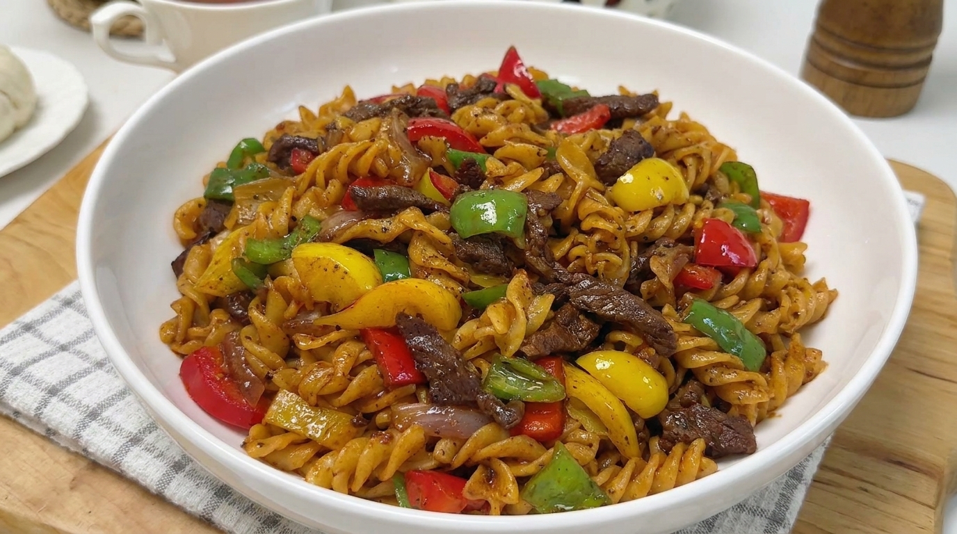 Herzhafte Rinder-Pasta mit schwarzem Pfeffer