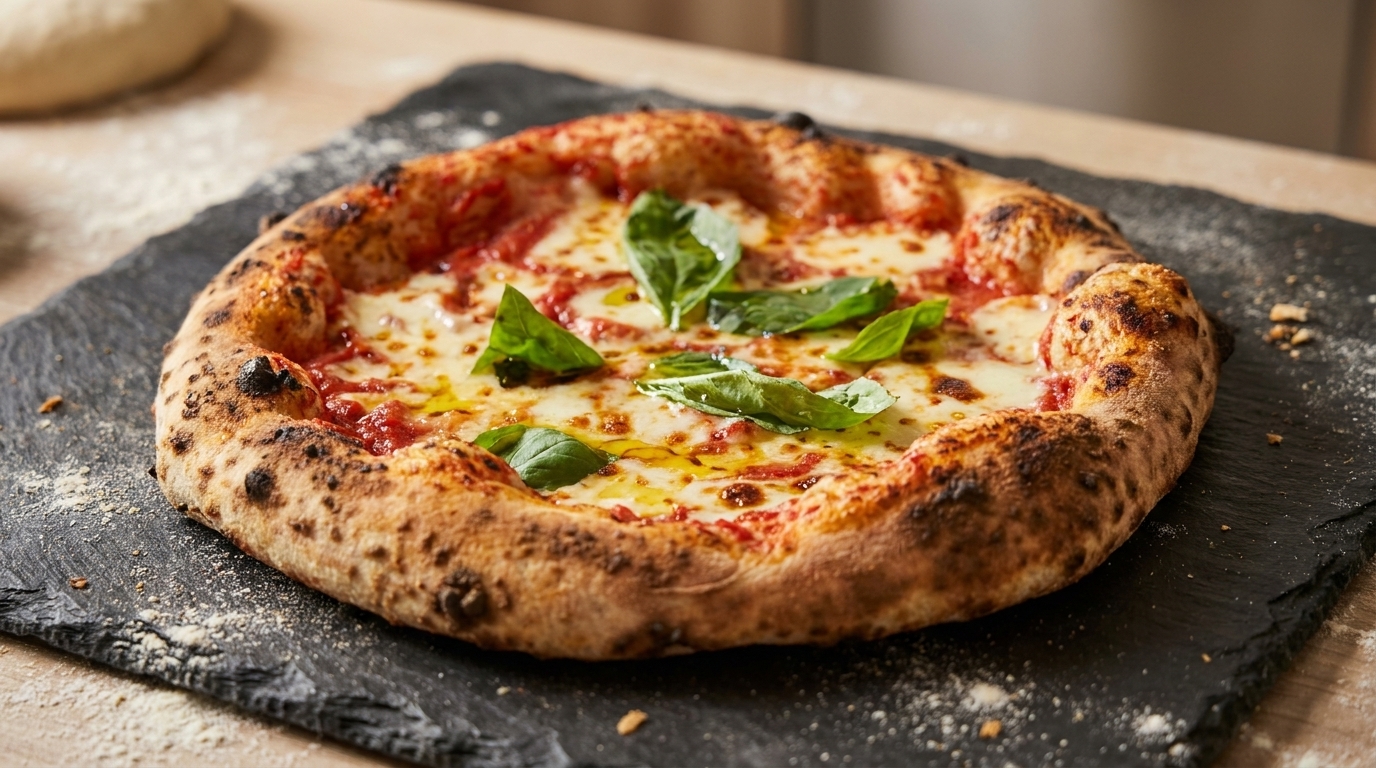 Klassische Pizza Margherita mit 75% Hydratation