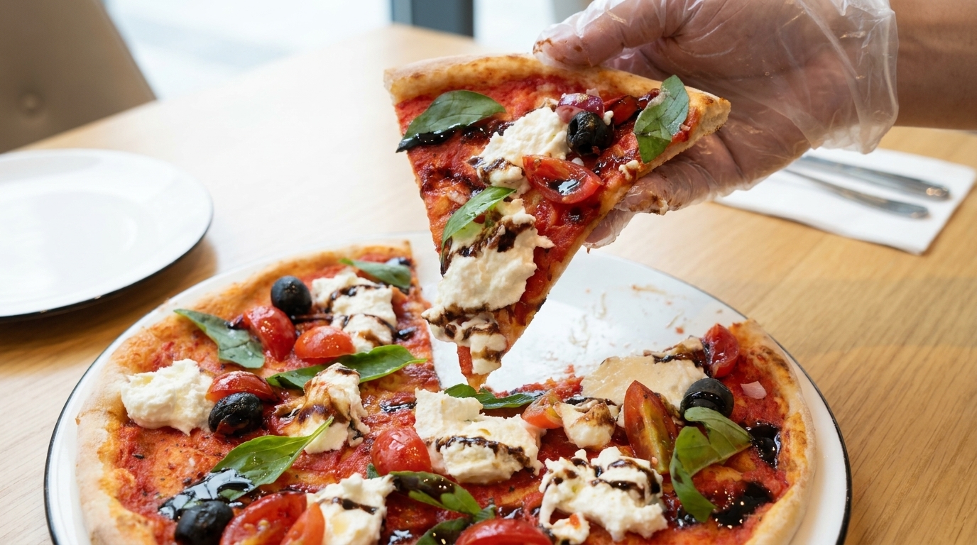 Klassische Büffelmozzarella-Pizza mit Balsamico-Glasur