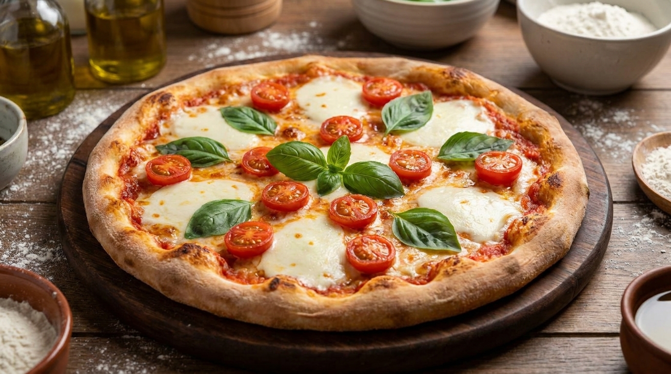 Klassische Pizza mit Büffelmozzarella