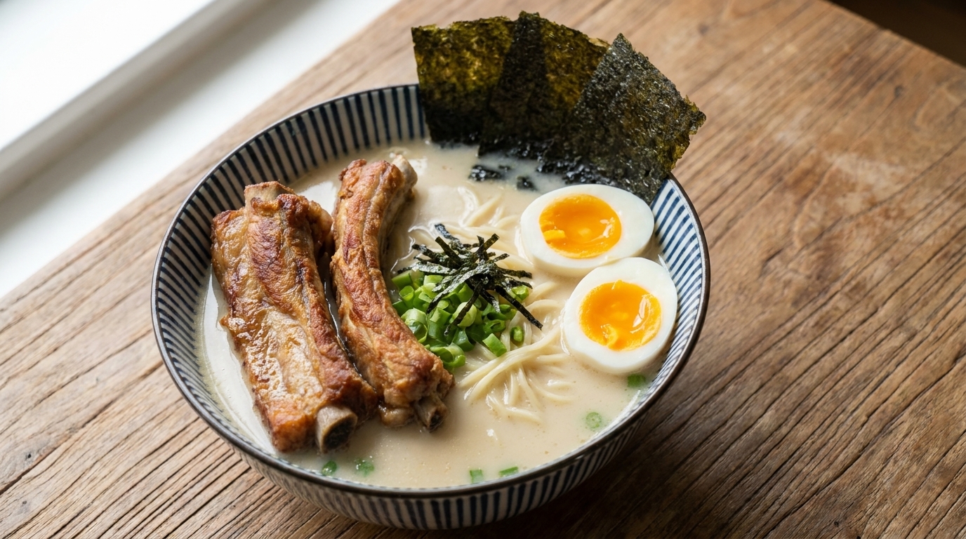 Tonkotsu-Style Ramen mit Schweinerippchen