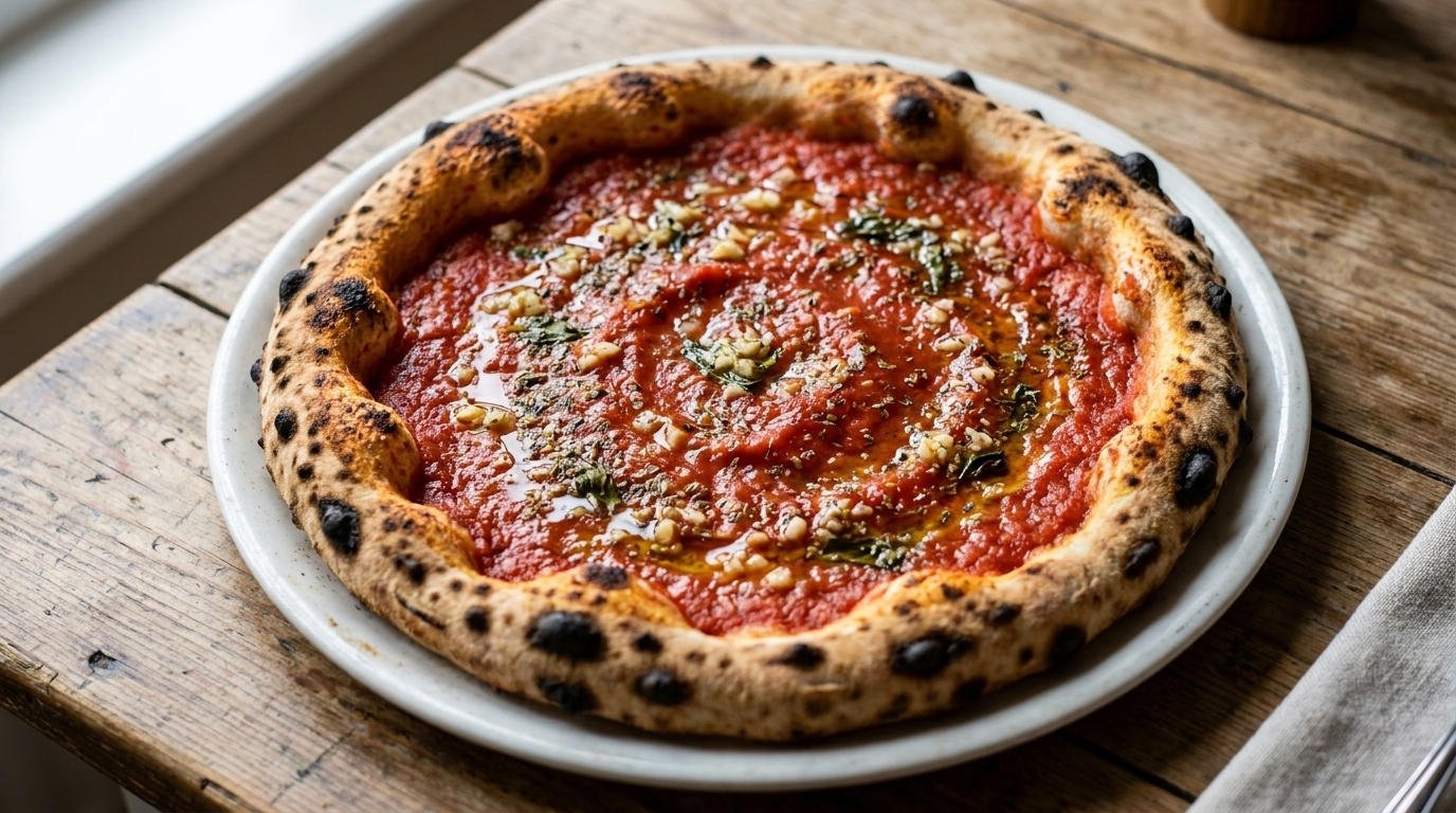 Klassische neapolitanische Marinara-Pizza