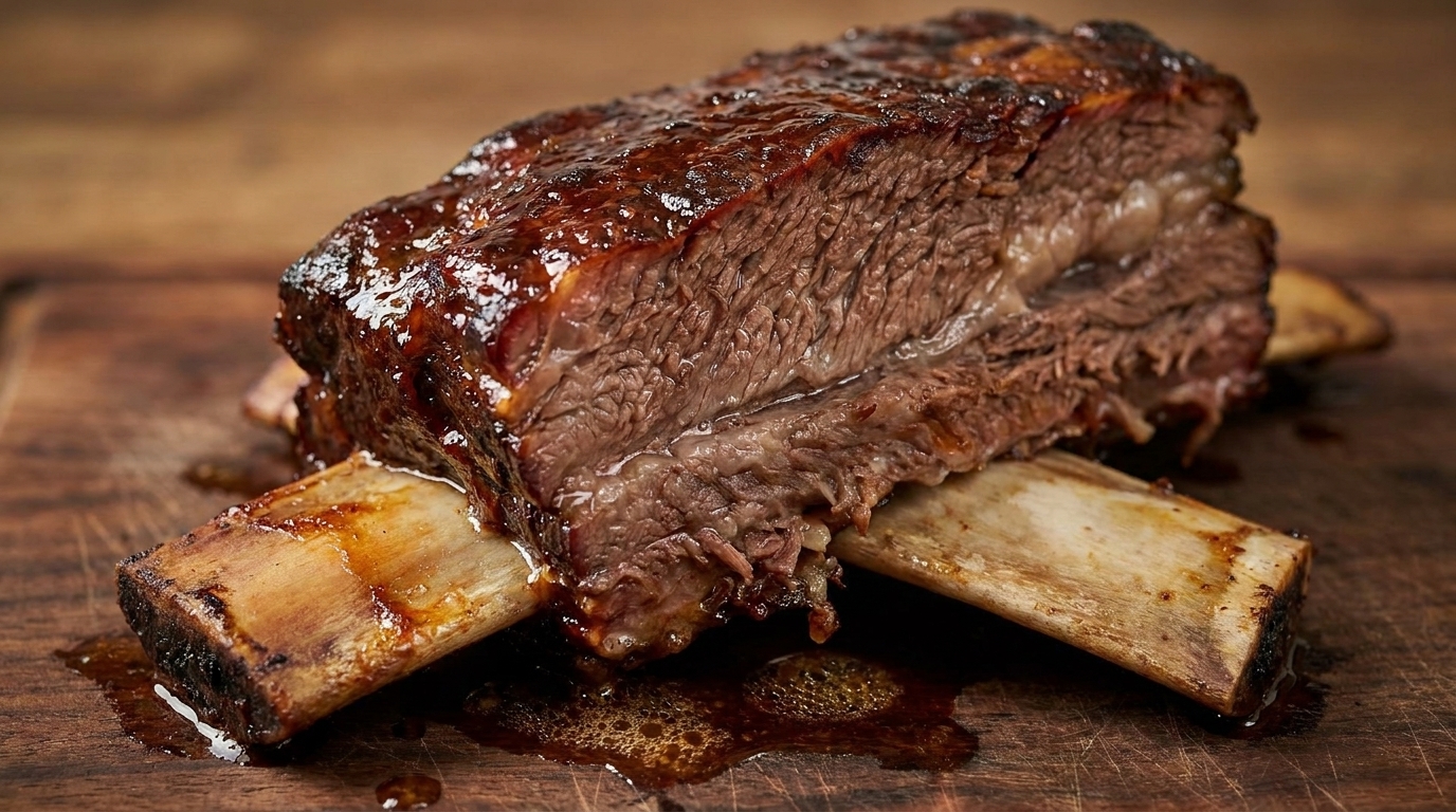 Zarte Rinderrippen aus dem Ofen mit hausgemachter BBQ-Glasur