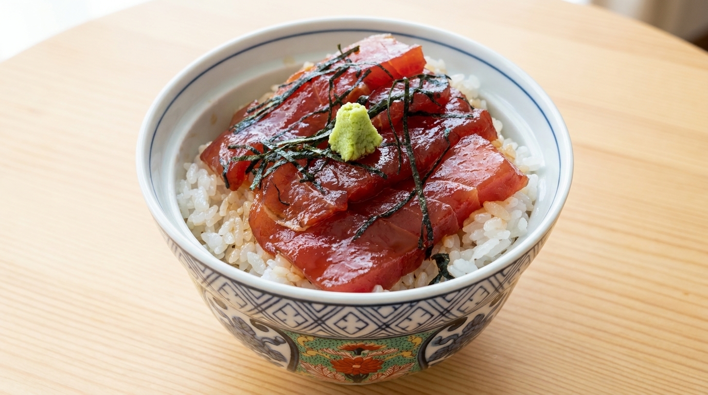 Klassisches Zuke Don (Marinierte Thunfisch-Sashimi-Bowl)