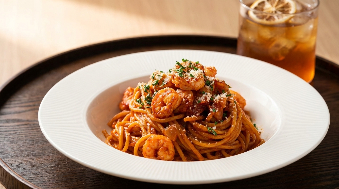 Scharfe Knoblauch-Garnelen-Pasta mit Gochujang
