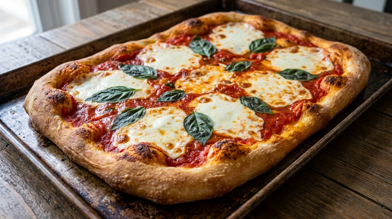 Einfache hausgemachte Pizza Margherita (italienischer Art)