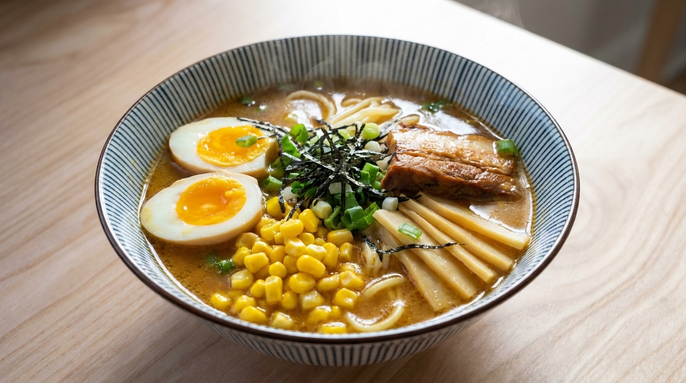 Traditionelles japanisches Miso Ramen mit Chashu-Schwein