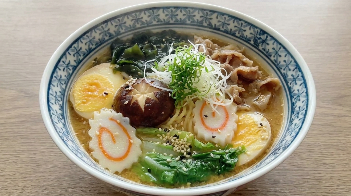 Authentische japanische Miso-Ramen mit herzhafter Brühe