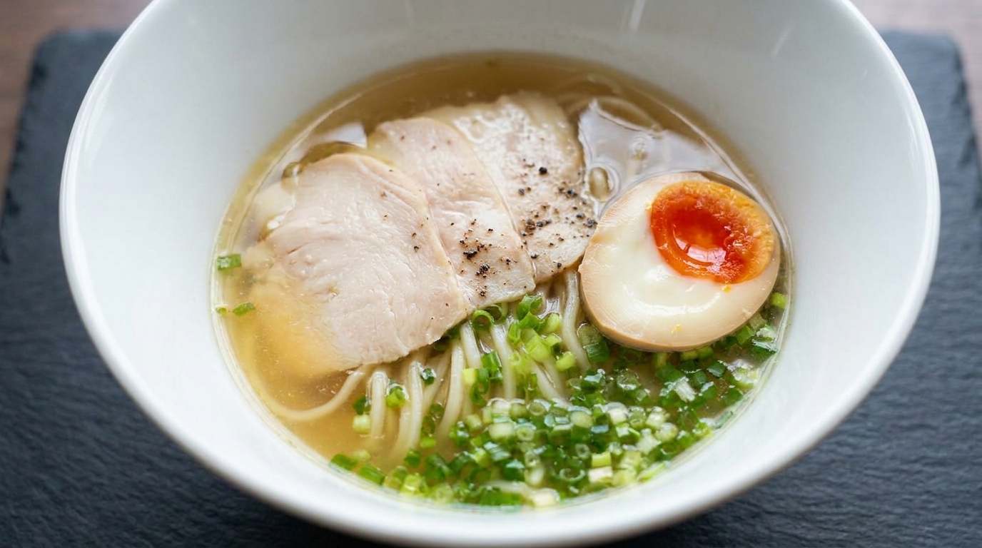 Klassische Chicken Shio Ramen (Klare Ramen auf Salzbasis)