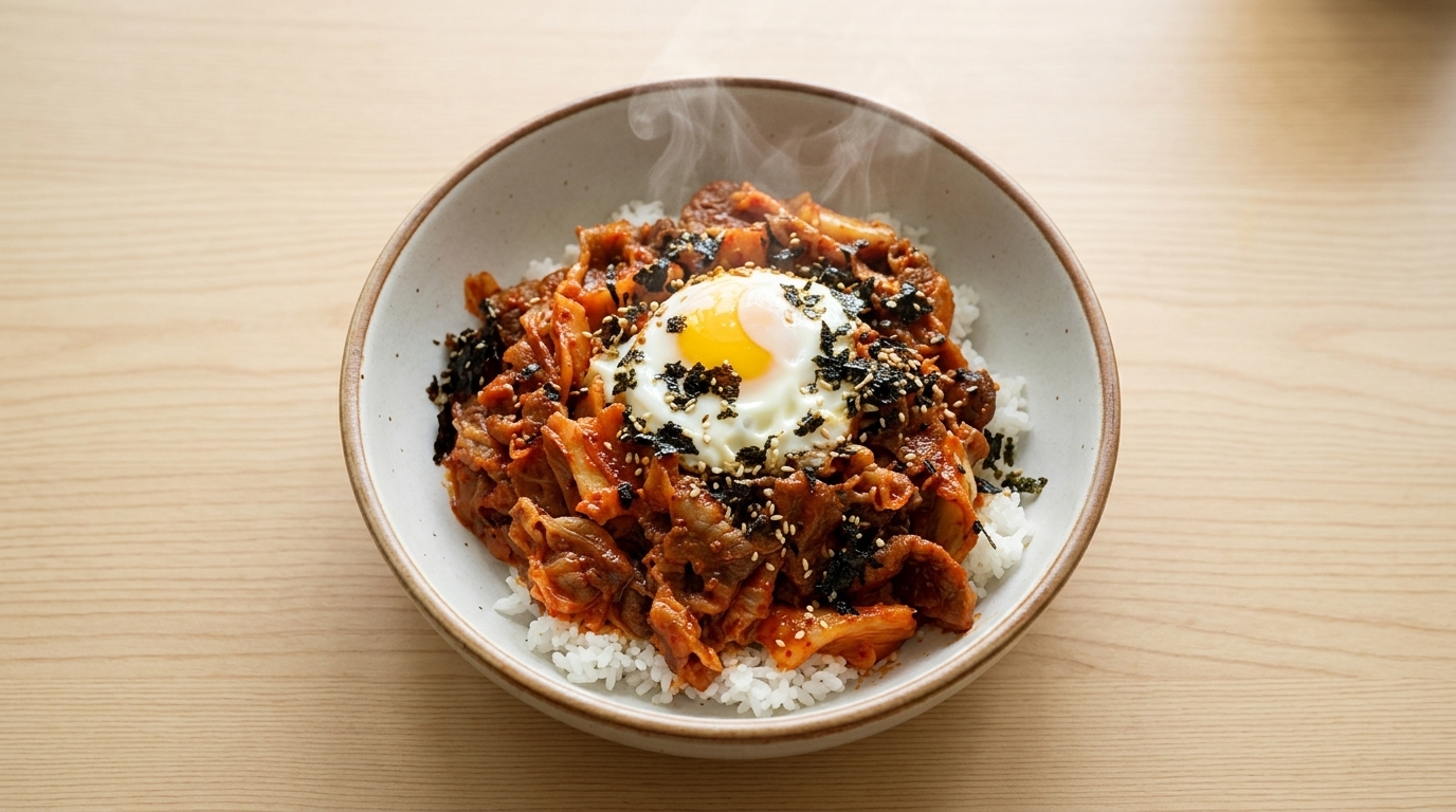 Pikante Kimchi-Rindfleisch-Bowl