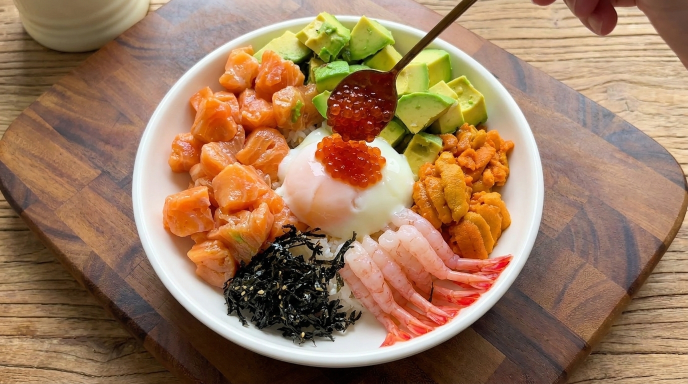Luxuriöse Lachs-Sashimi-Bowl (Kaisendon)