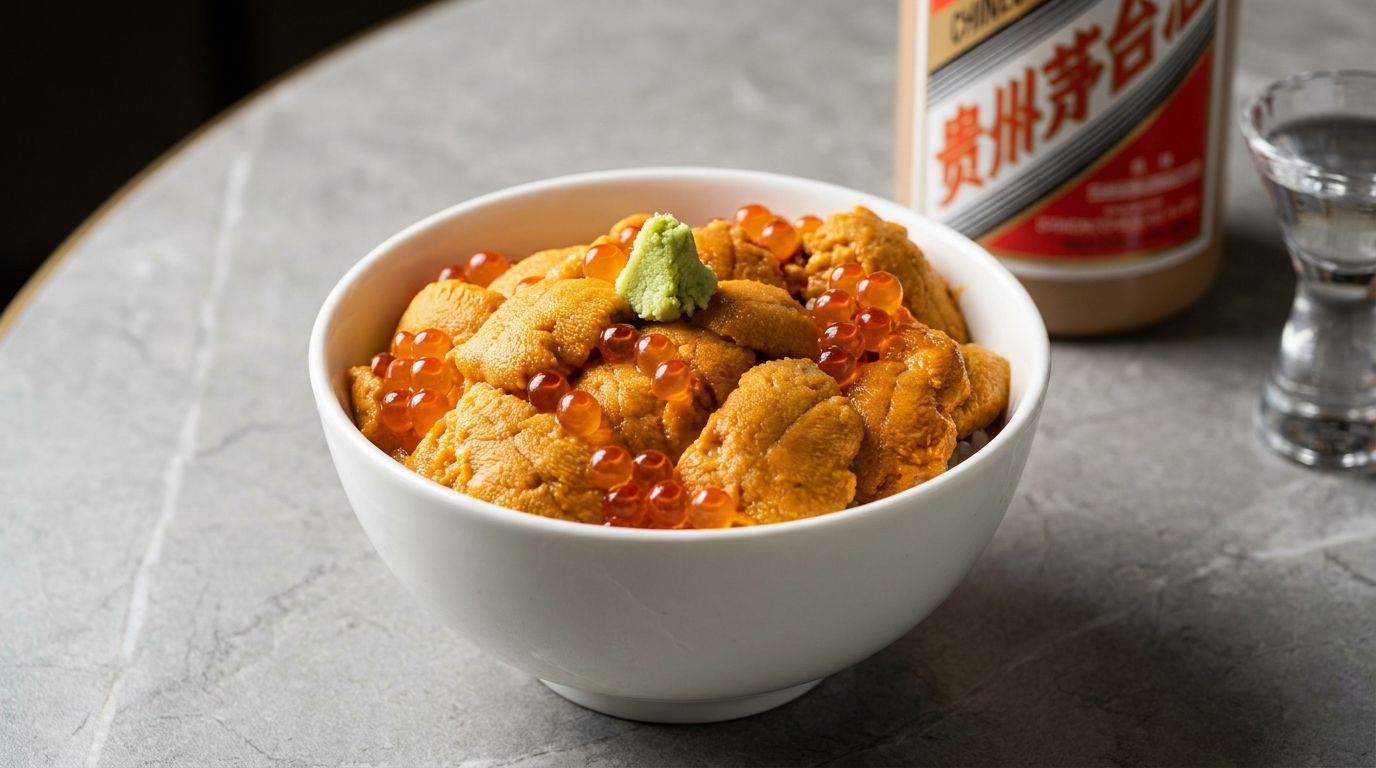 Uni Ikura Don: Japanische Reisschüssel mit Seeigel und Lachsrogen