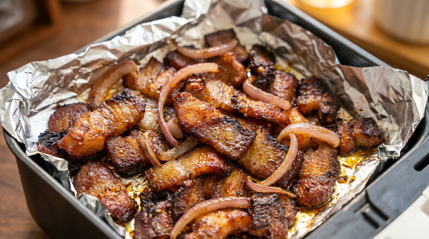 Knuspriger koreanischer Schweinebauch aus der Heißluftfritteuse (Samgyeopsal-gui)