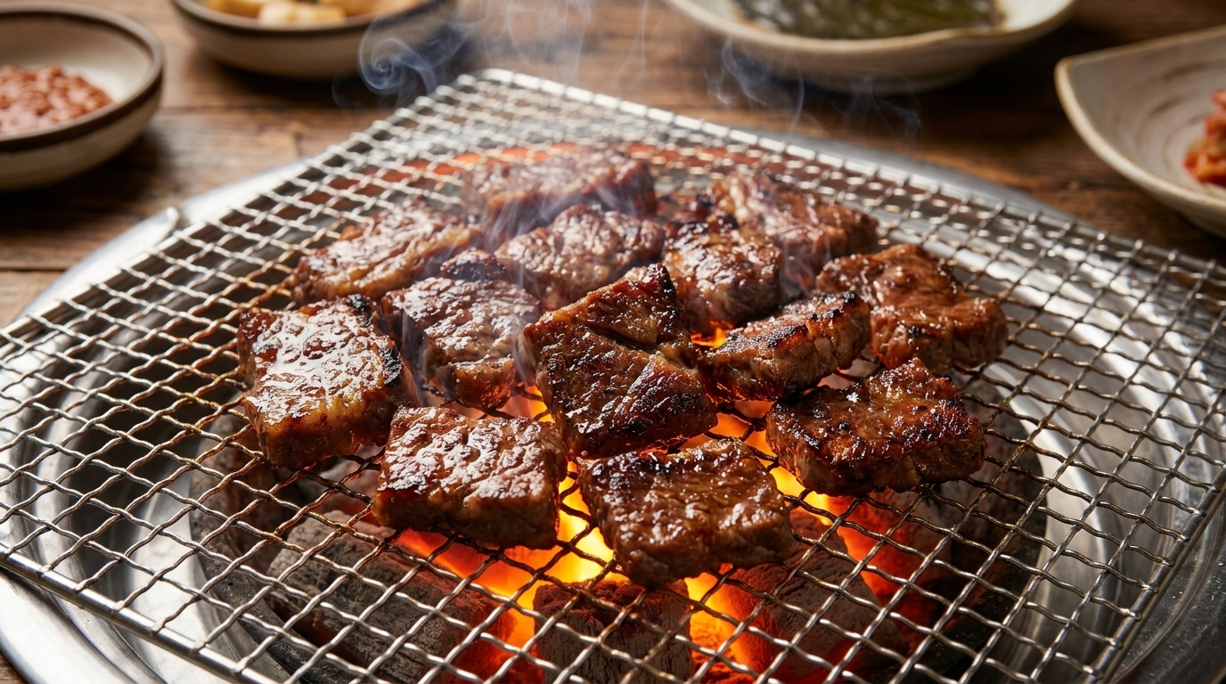 Authentisches Galbi: Koreanische Rinderquerrippen vom Grill