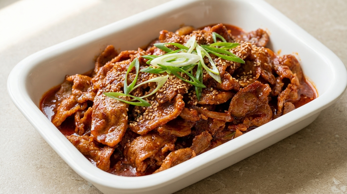 Jeyuk-bokkeum: Würziges koreanisches Schweinefleisch aus dem Wok