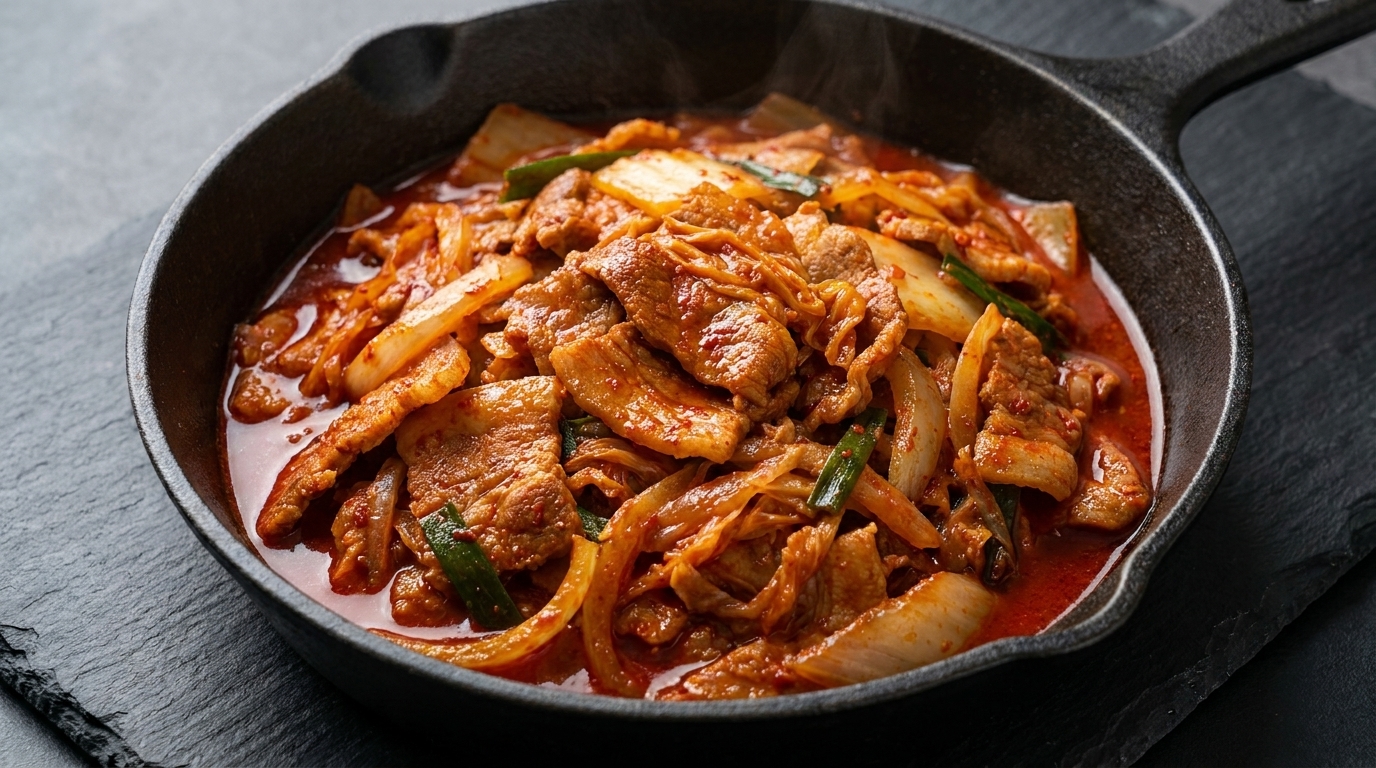 Jeyuk Bokkeum: Scharfes koreanisches Schweinefleisch mit Kimchi