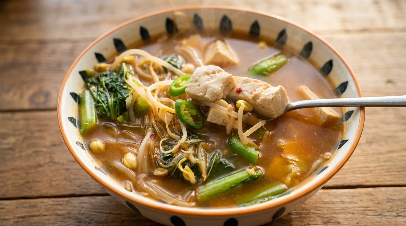 Herzhafte koreanische Sojabohnenpaste-Suppe (Doenjang-jjigae)