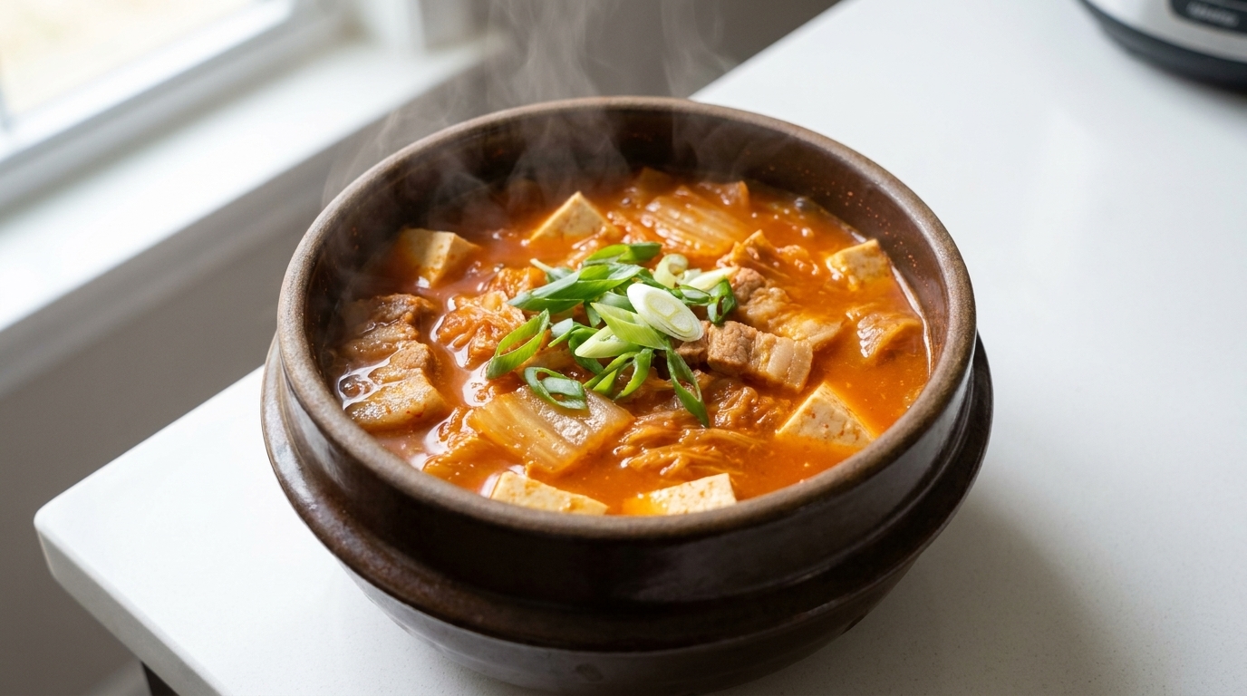 Schnelles Kimchi Jjigae mit Kirschtomaten