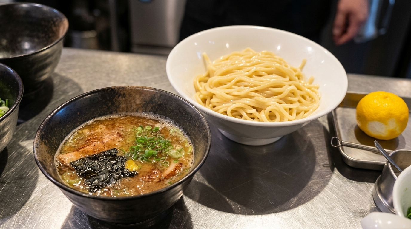 Herzhaftes japanisches Tsukemen: Dipping-Ramen mit intensivem Fisch-Aroma