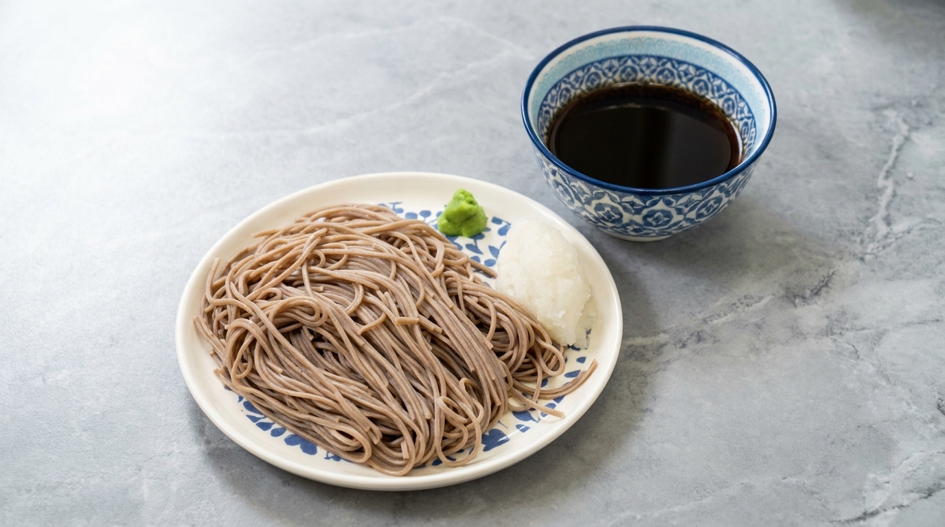 Authentische japanische Zaru Soba (Kalte Buchweizennudeln)