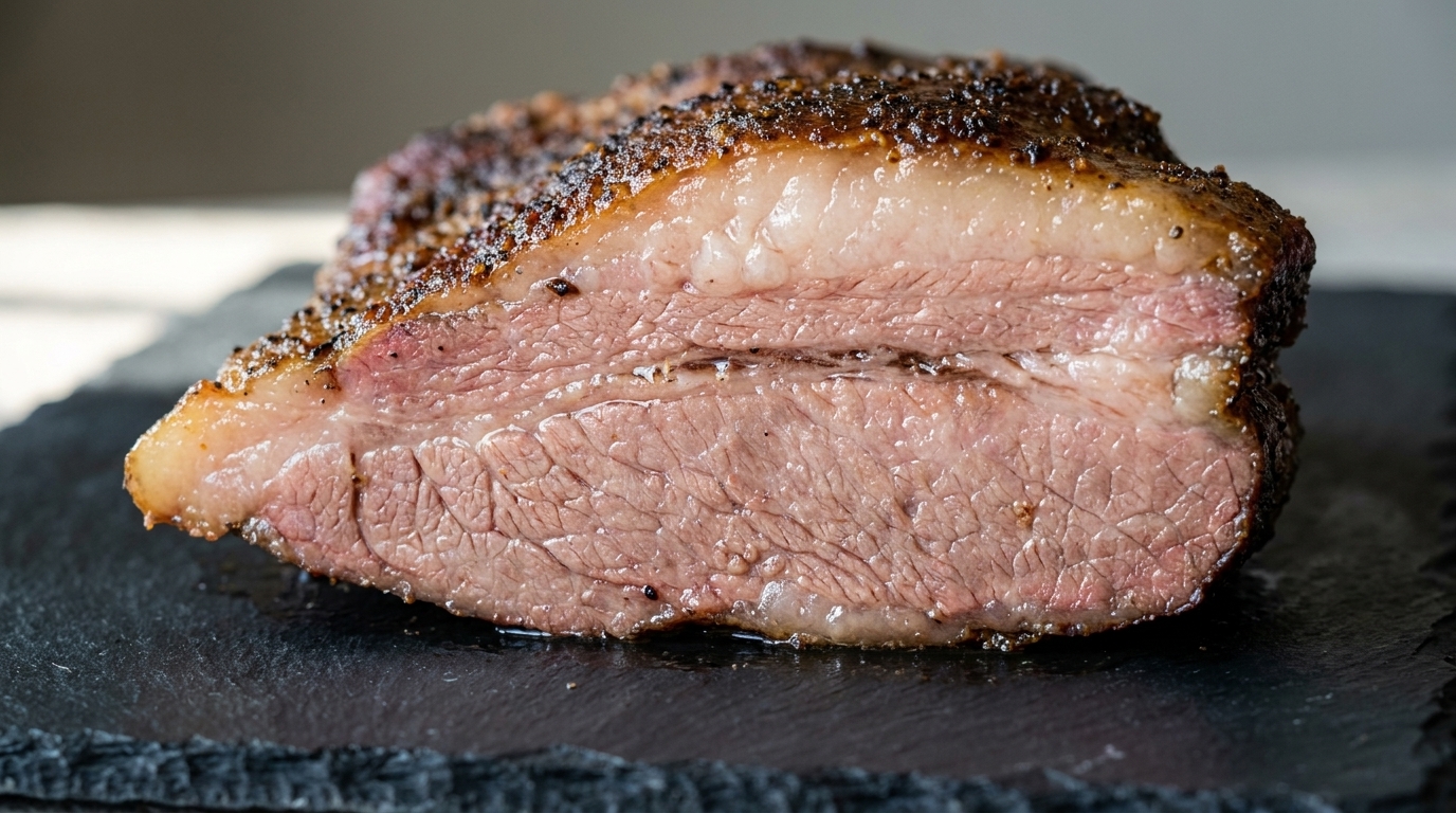 Zartes Wagyu Brisket aus dem Ofen geräuchert