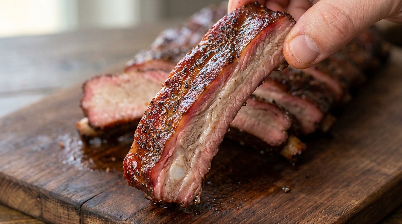 Geräucherte St. Louis Style Ribs mit Apfel-Mop-Sauce