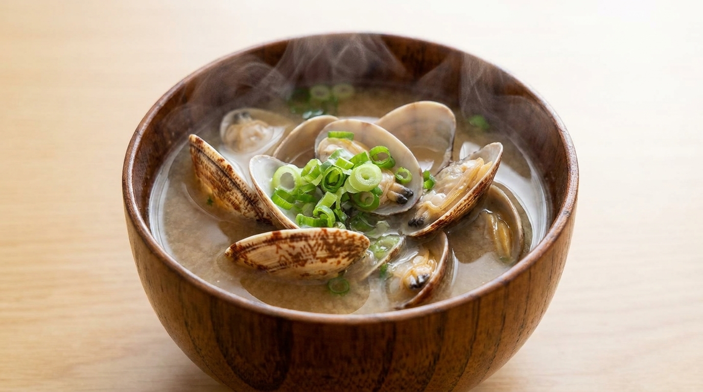 Authentische japanische Muschel-Misosuppe (Asari-Misosuppe)