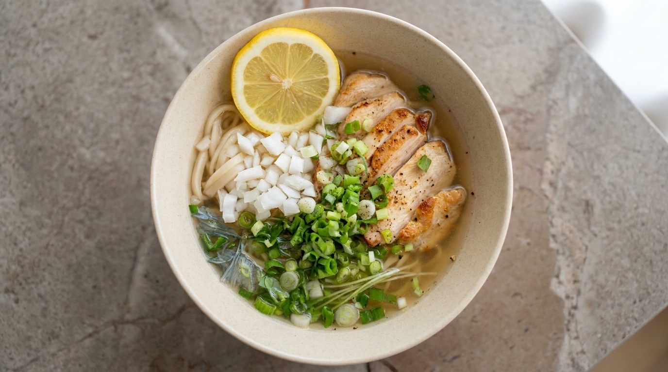 Erfrischende kalte Zitronen-Udon-Nudeln