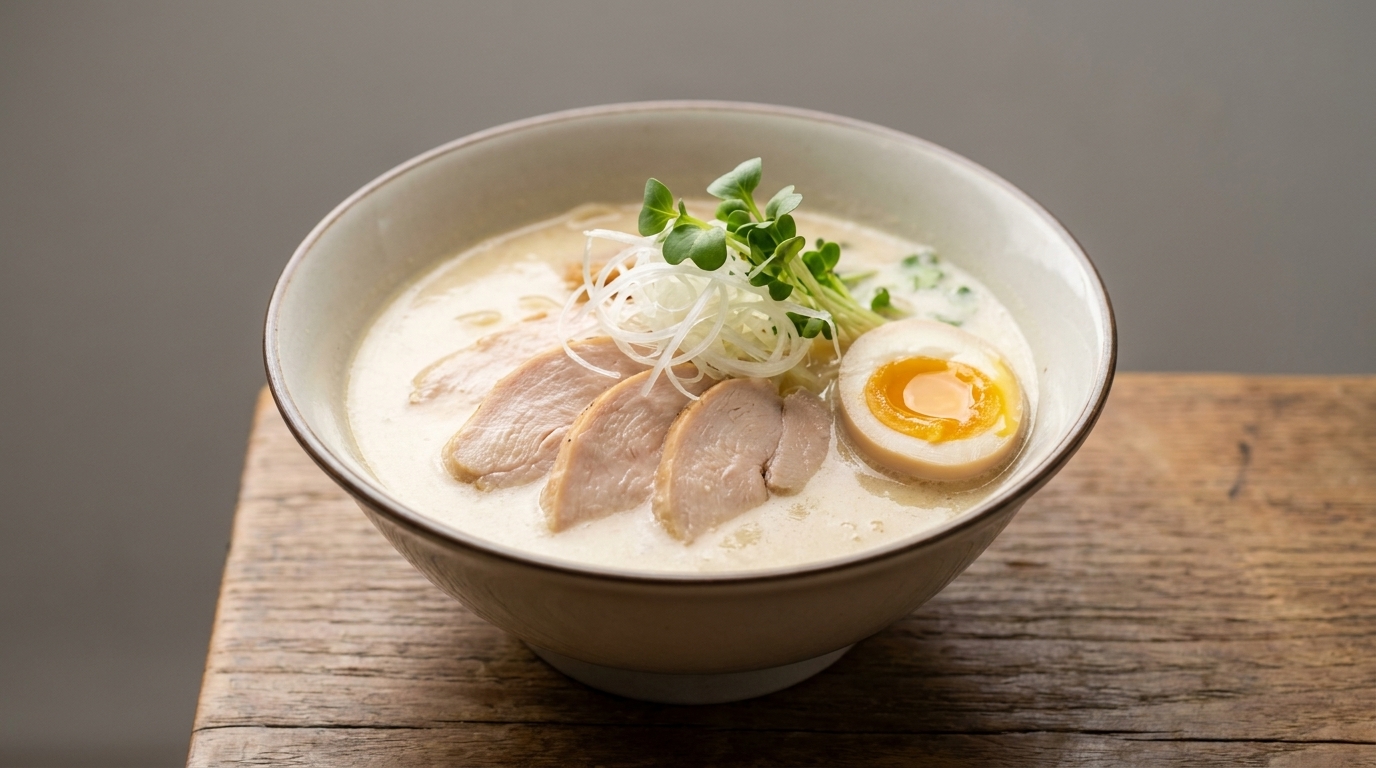 Authentische japanische Chicken Paitan Ramen (Tori Paitan)