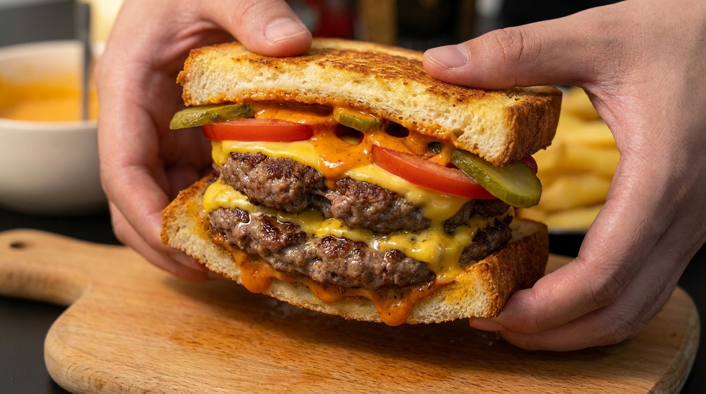 Gourmet Doppel-Patty Melt vom Rind