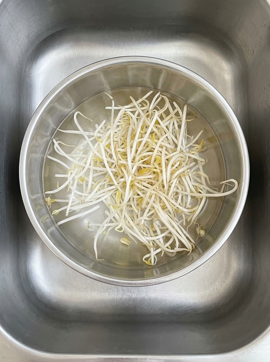 Speisestärke wird in die Schüssel mit dem gewürzten, rohen Hackfleisch gestreut.