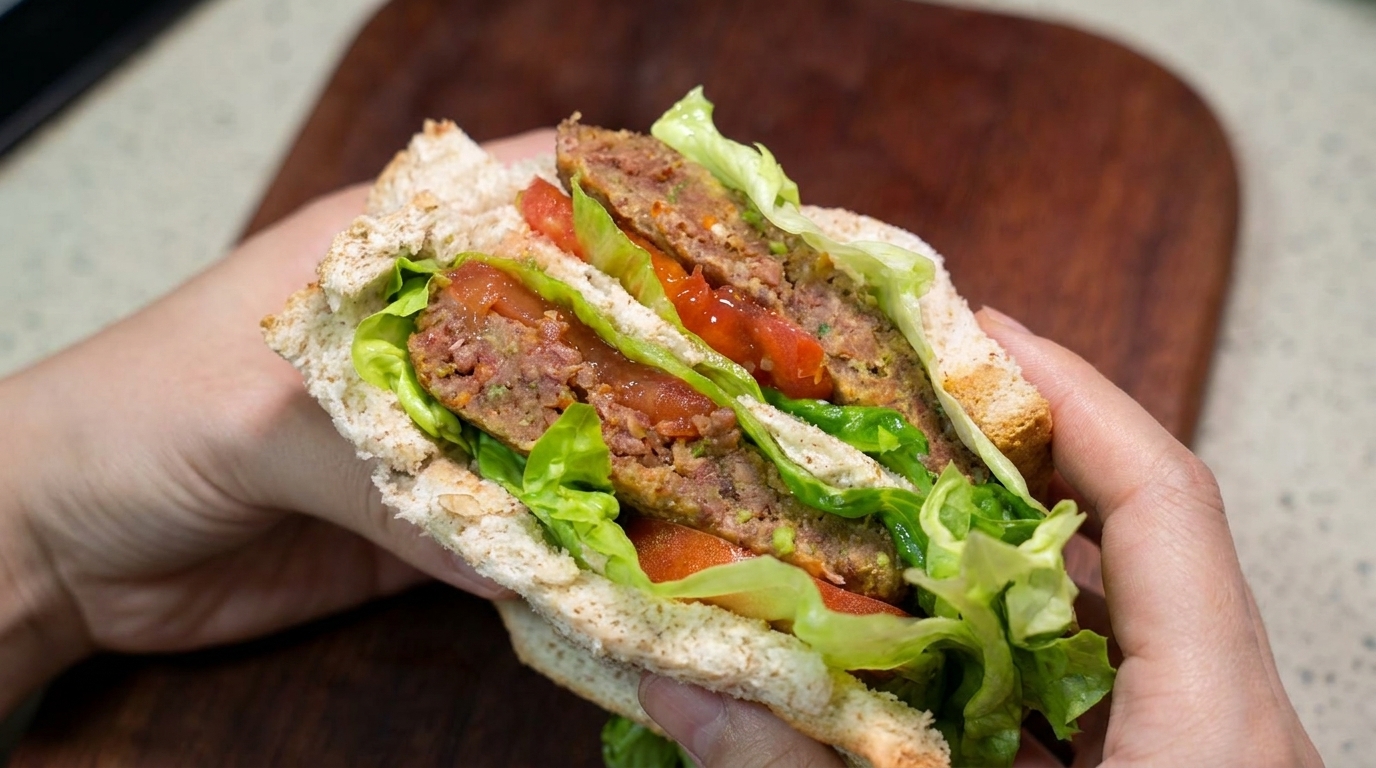 Gesundes Rinder-Patty-Sandwich zum Selbermachen