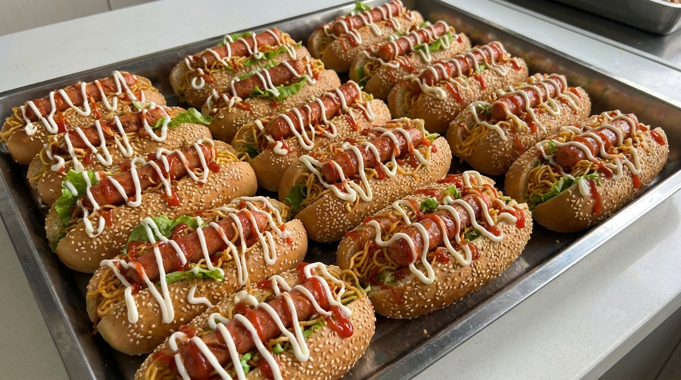 Buldak-Feuernudel-Hot-Dog-Burger