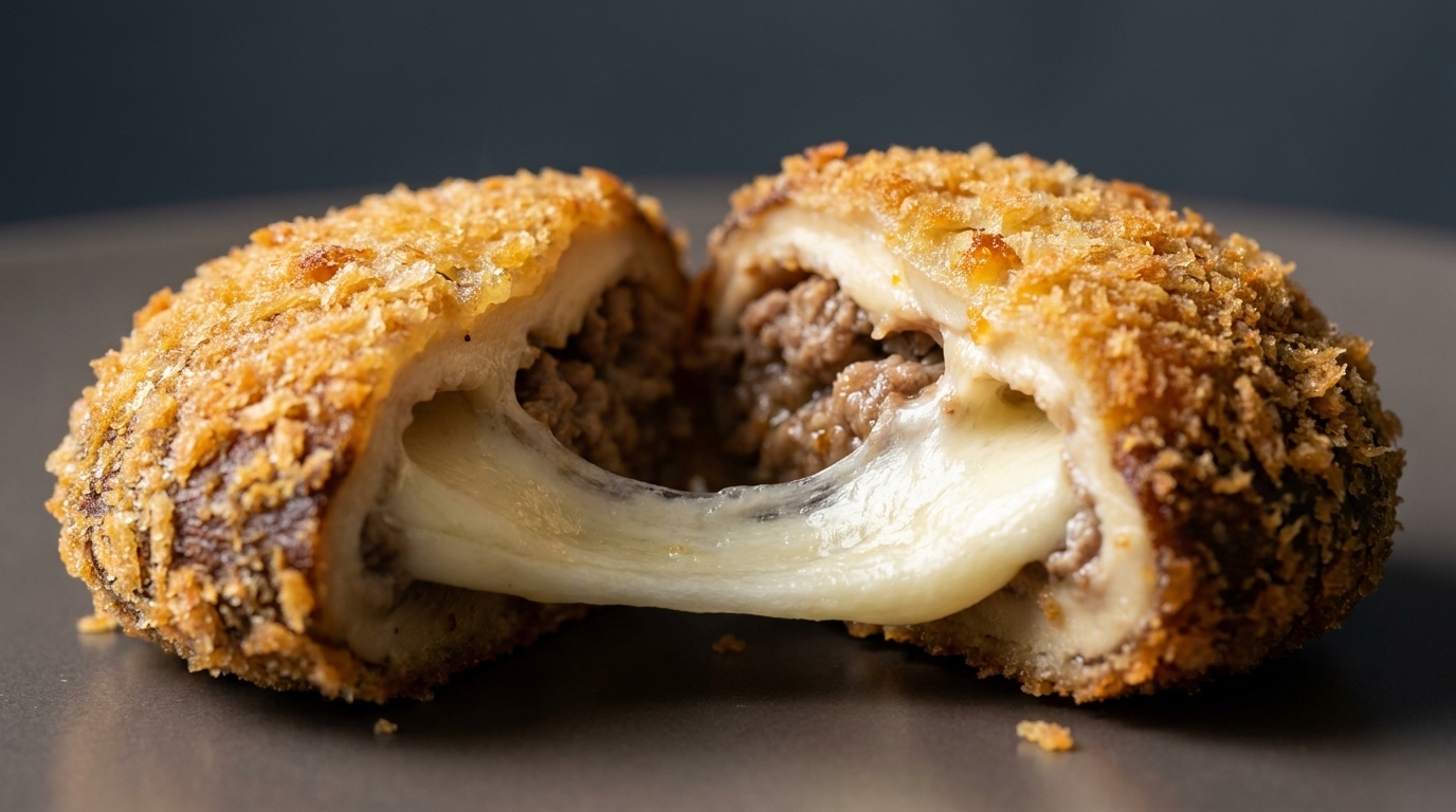 Knusprige Shiitake-Burger mit Rindfleisch und Käse