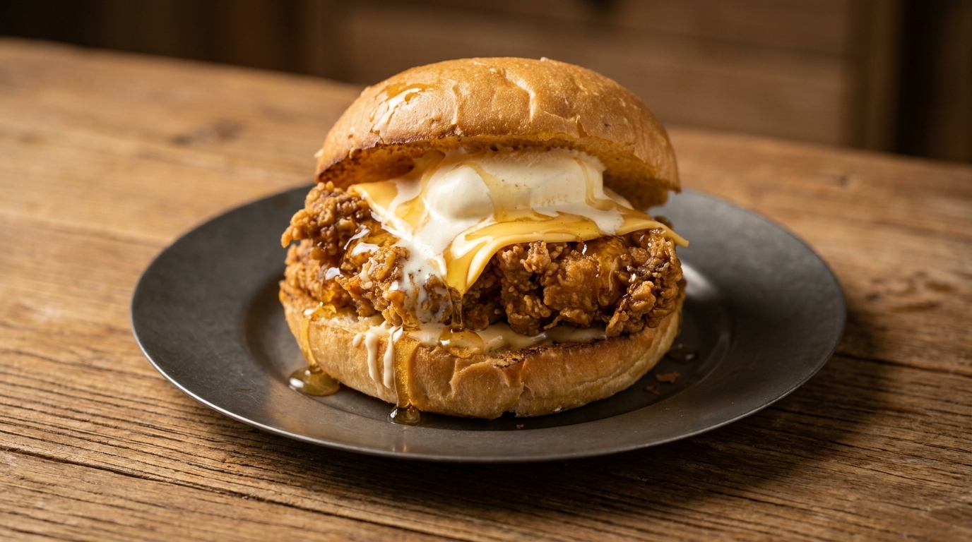 Eiscreme Fried Chicken Burger