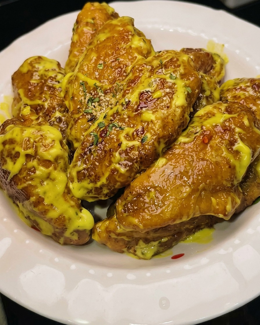 Hähnchenflügel im heißen Öl frittieren.