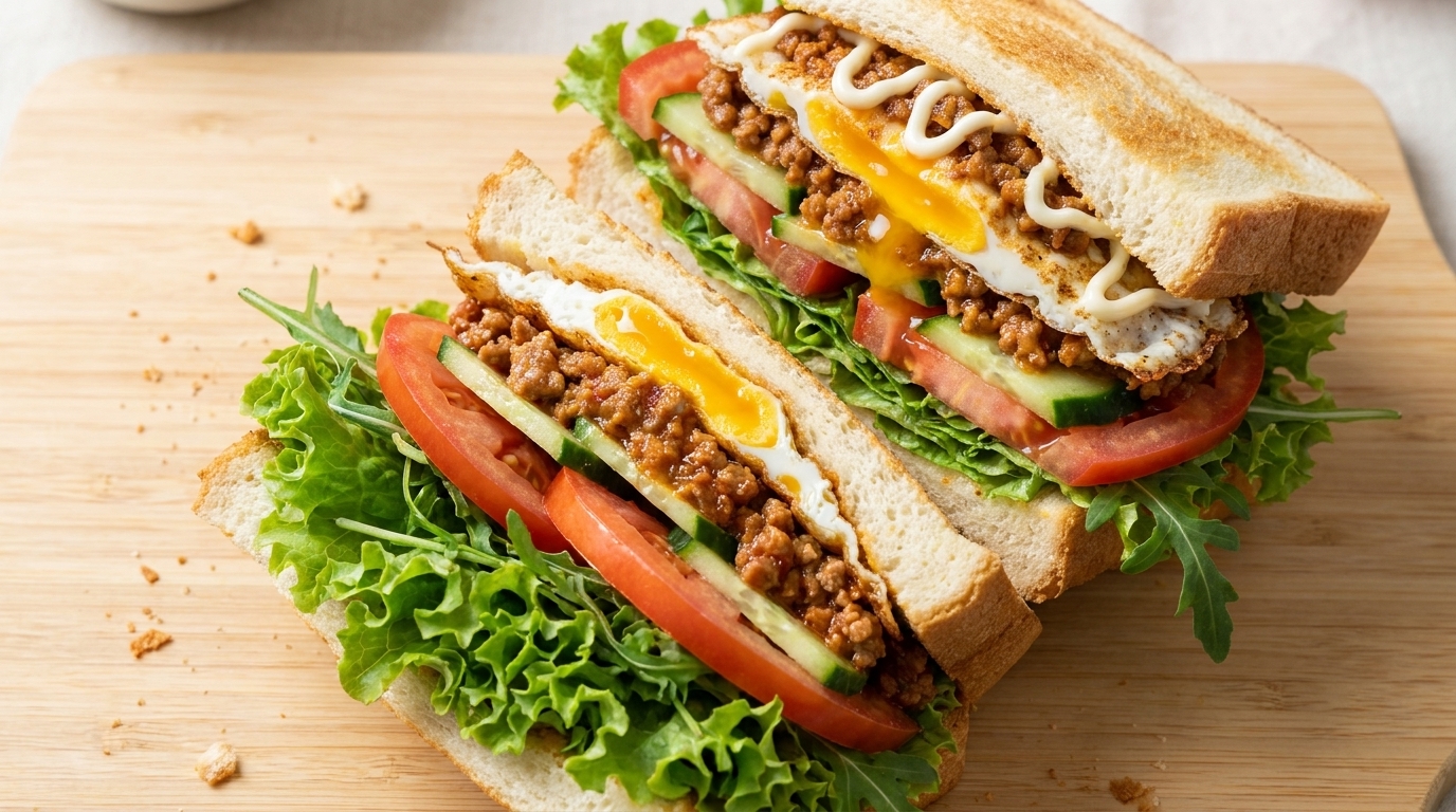 Herzhaftes Hackfleischsoßen-Sandwich