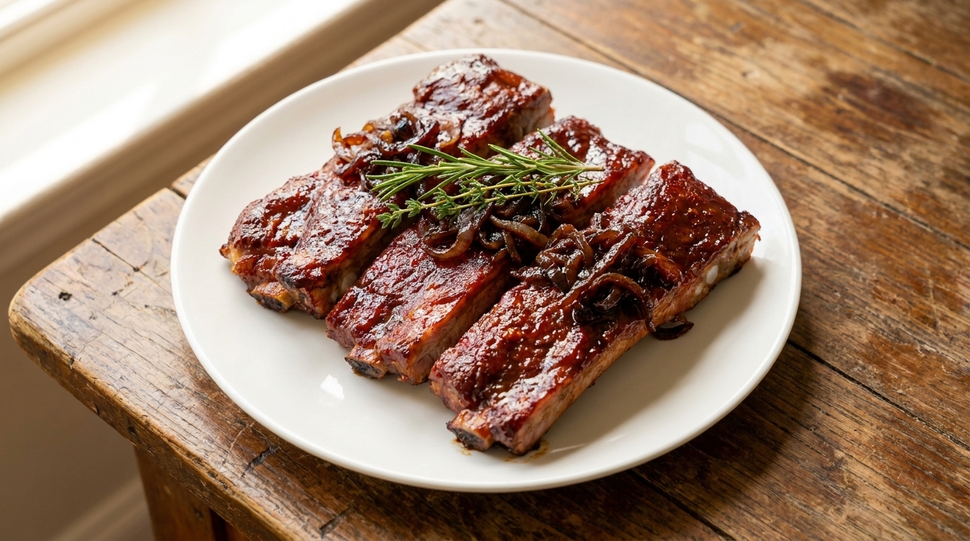 Langsam geröstete amerikanische BBQ-Spareribs