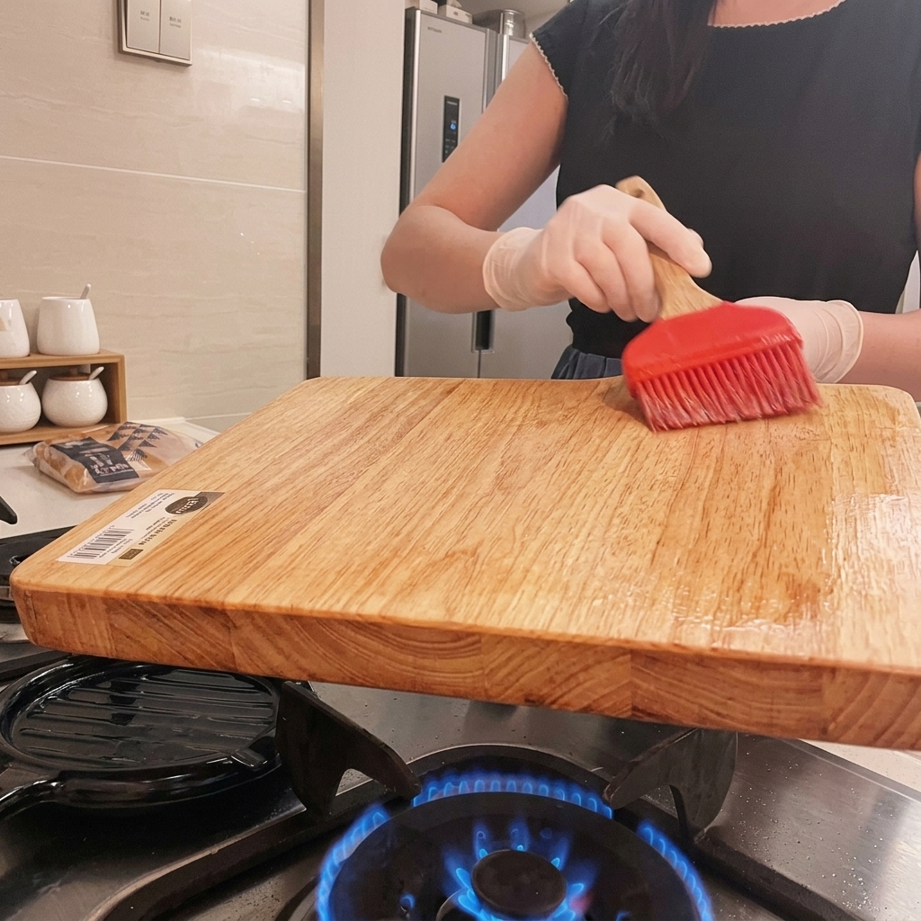 Die aufgeschnittenen Burger-Brötchen werden in einer trockenen Pfanne leicht angeröstet.
