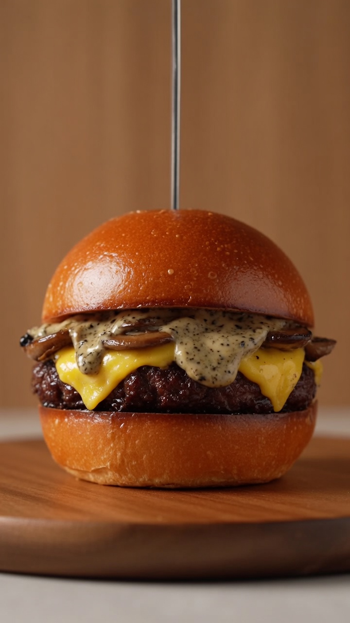 Gourmet Black Truffle Mushroom Beef Burger
