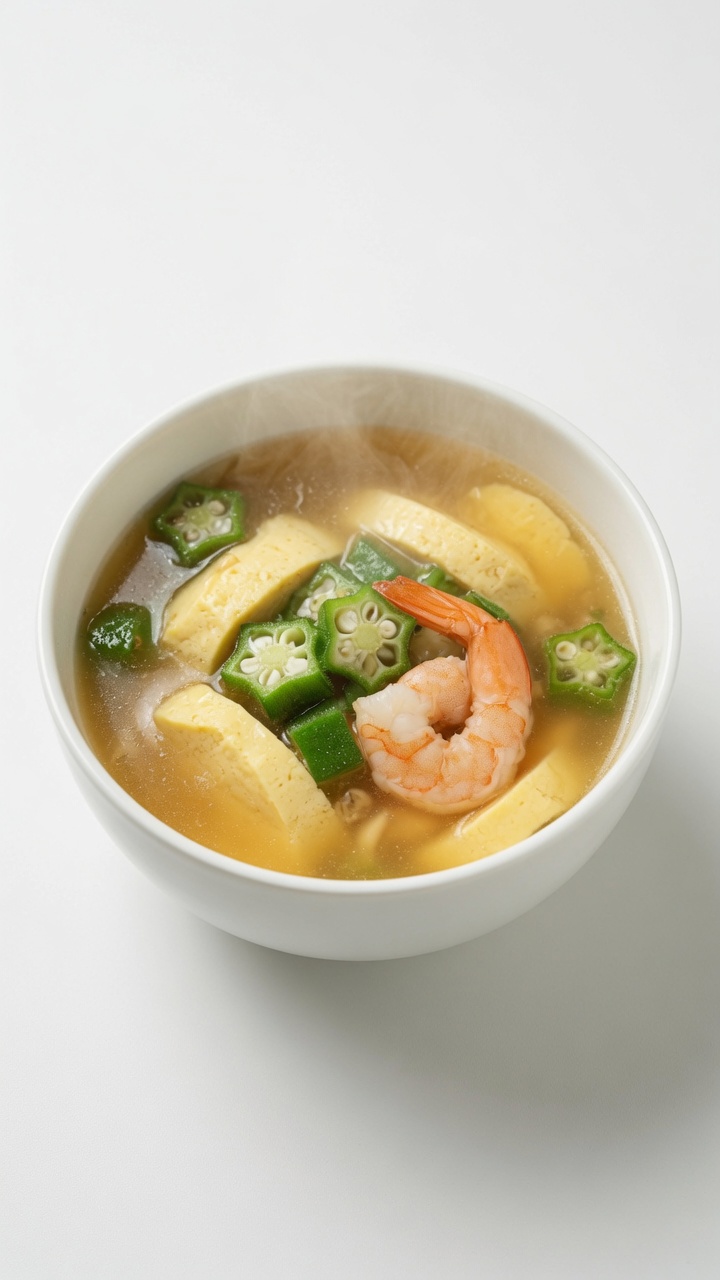Goldene Garnelen-Tofu-Okra-Suppe