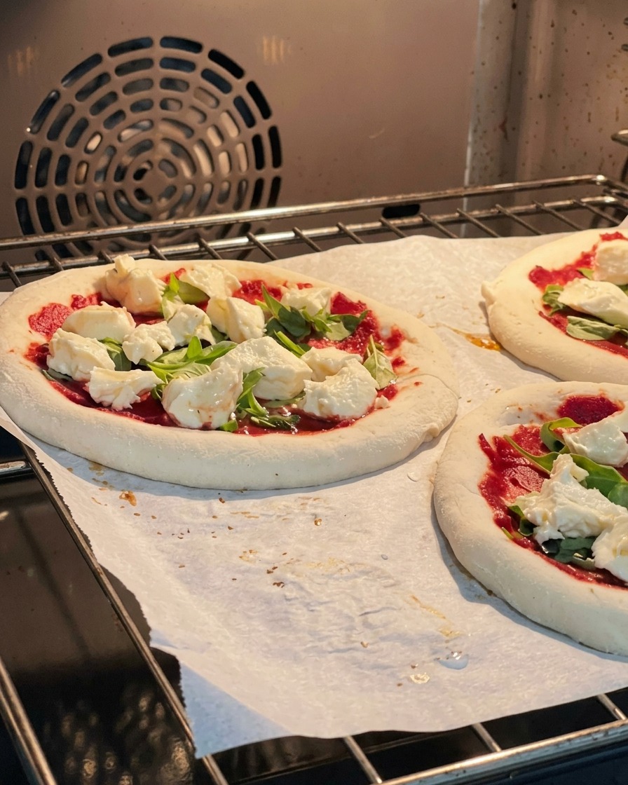Pizzablech kommt in den Ofen.