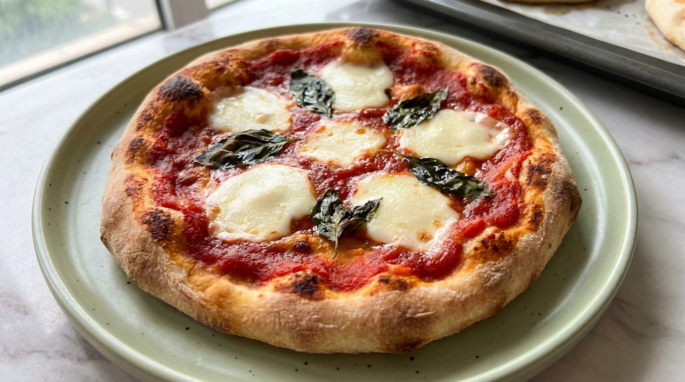Schnelle Margherita-Pizza ohne Kneten