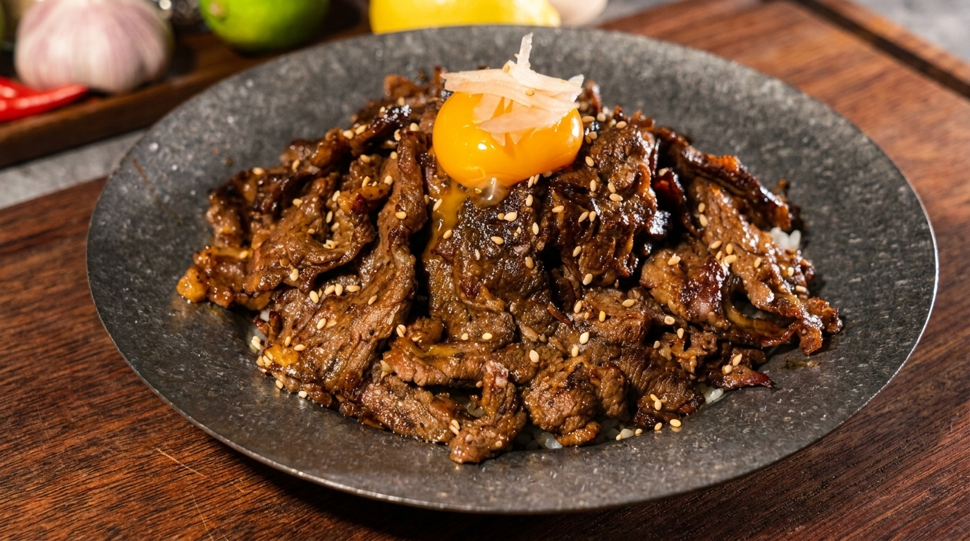 Japanische Rindfleisch-Reisschale (Gyudon)
