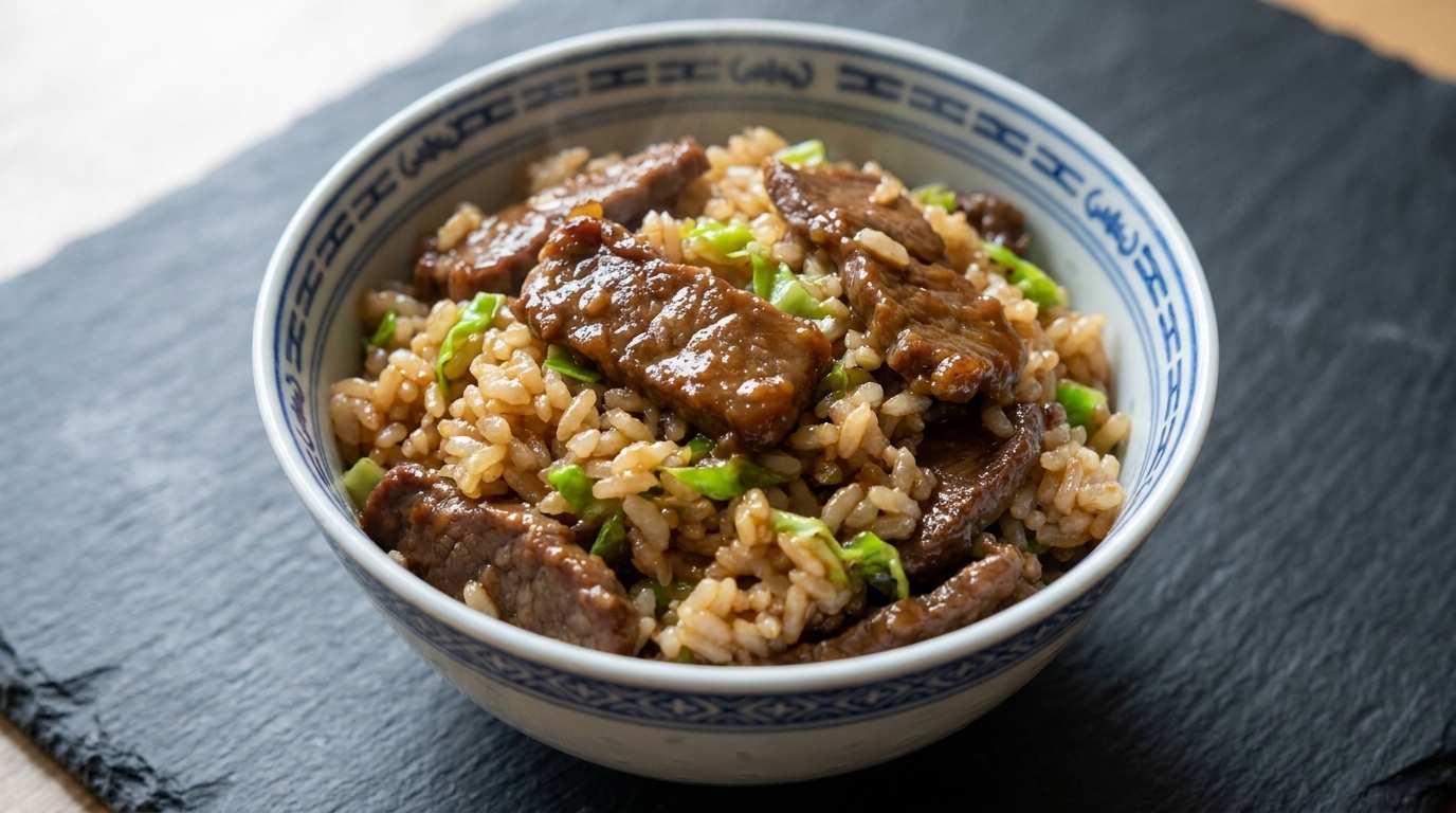 Herzhafter Miso-Rindfleisch-Bratreis