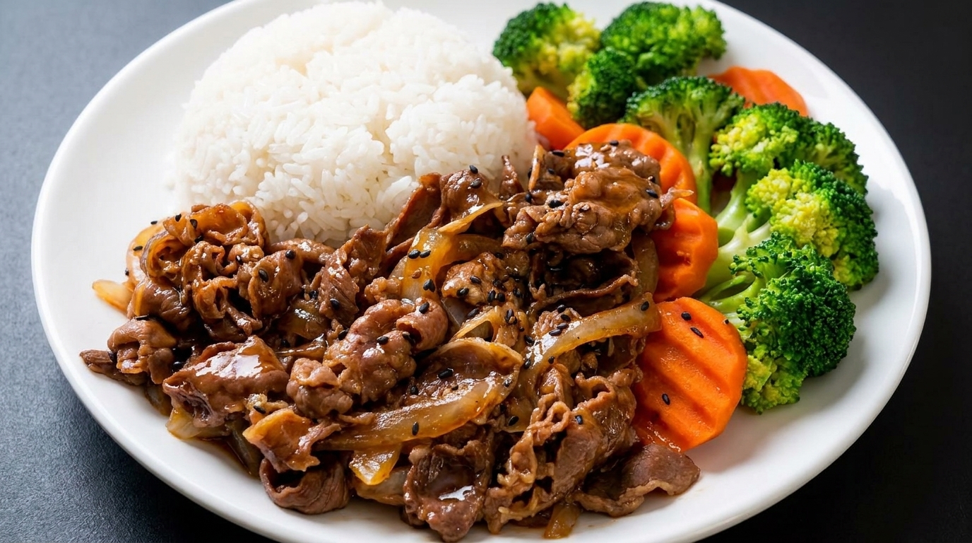 Einfache Teriyaki Beef Bowl mit Reis