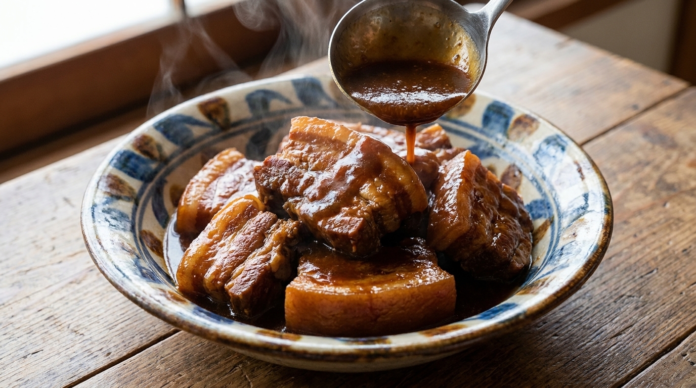 Japanisches Miso-geschmortes Schweinebauch (Buta no Kakuni)